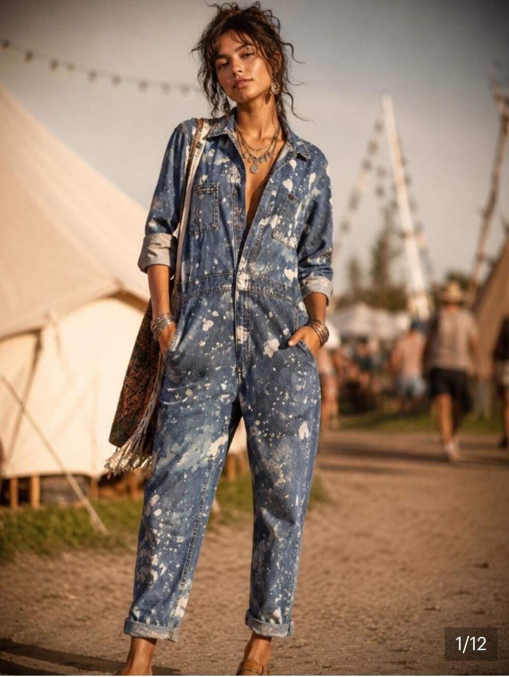LeeNEW Lee Women's Denim Splatter Union-Alls Coverall Large